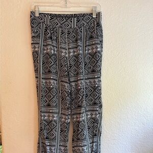 La Hearts Black and White Patterned Wide Leg Pants